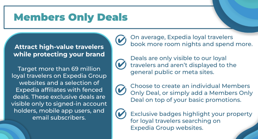 Advertising short term rentals on Expedia with Members Only promotion