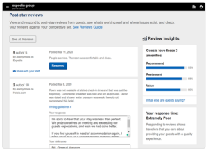 Example of Expedia reviews page